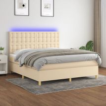 Furniture Limited - Letto a Molle con Materasso e led Crema