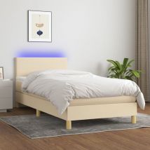 Furniture Limited - Letto a Molle con Materasso e LED Crema