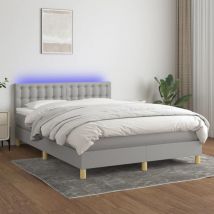 Furniture Limited - Letto a Molle Materasso e led Grigio Chiaro