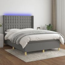 Furniture Limited - Letto a Molle Materasso e led Grigio Scuro