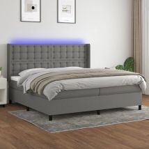 Furniture Limited - Letto a Molle Materasso e LED Grigio Scuro