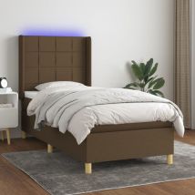 Furniture Limited - Letto a Molle Materasso e led Marrone Scuro