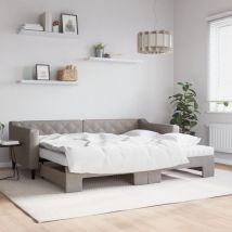Furniture Limited - Lit de jour avec gigogne et matelas taupe 90x
