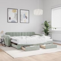 Furniture Limited - Lit de jour avec gigogne et tiroirs gris clai