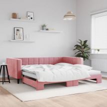 Furniture Limited - Lit de jour avec lit gigogne rose 100x200 cm