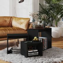 Happyshopping - Furniture Limited - Mesas apilables 3 piezas madera contrachapada