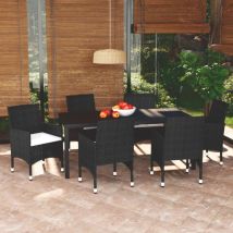 Furniture Limited - Ensemble à manger de jardin coussins 7pcs