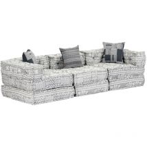 Furniture Limited - Pouf Modulare a 3 Posti Grigio Chiaro in