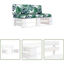 The Living Store Canapé central palette de jardin Blanc Bois de pin imprégné - Canapé Jardin - Mobilier De Jardin - Canapé Extérieur - Meubles De