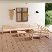 Furniture Limited - Salon de jardin 10 pcs bois de pin massif
