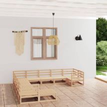 Furniture Limited - Salon de jardin 11 pcs bois de pin massif