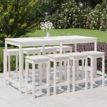 Furniture Limited - Set Bar da Giardino 9 pz Bianco in Legno