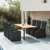 Furniture Limited - Set da Pranzo da Giardino 7 pz Nero con