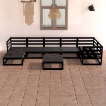 Prolenta Premium - Furniture Limited - Set Divani da Giardino 8 pz Nero in Legno