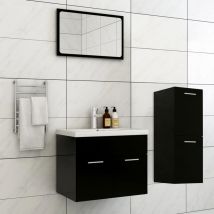 The Living Store - Furniture Limited - Set Mobili da Bagno Nero in Legno Multistrato