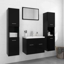 Happyshopping - Furniture Limited - Set Mobili da Bagno Nero in Legno Multistrato