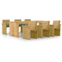 Furniture Limited - Set Pranzo da Giardino 7pz con Cuscini Legno