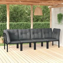 Furniture Limited - Set Salotto da Giardino 4 pz Nero e Grigio in