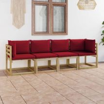 Prolenta Premium - Furniture Limited - Divano da Giardino a 4 Posti con Cuscini