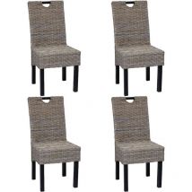 Asupermall - Furniture Limited - Silla de comedor 4 uds Kubu ratán madera de