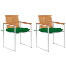 Prolenta Premium - Furniture Limited - Sillas de jardín con cojines 2 uds madera