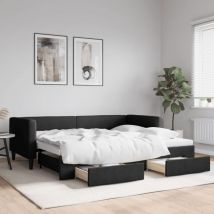 Maison Exclusive - Furniture Limited - Sofá cama nido con cajones tela negro 90x190