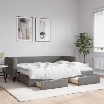 Furniture Limited - Sofá cama nido con cajones tela gris oscuro