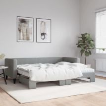 Furniture Limited - Sofá cama nido con colchón tela gris claro