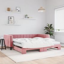 Furniture Limited - Sofá cama nido con colchón terciopelo rosa