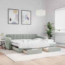 Furniture Limited - Sofá cama nido con cajones terciopelo gris