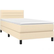 Jinlefu - Lit adulte,Lit à sommier tapissier et matelas Crème 90x190 cm Tissu vidaXL vidaXL