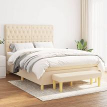 Furniture Limited - Sommier à lattes de lit avec matelas Crème