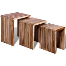 Bearsu - Furniture Limited - Tavolini Impilabili Set 3 pz in Legno di