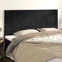 Furniture Limited - Testiera 4 pz Nera 90x5x78/88 cm in Velluto