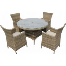 Furniture One - 4 Seat Garden Patio Dining Set Fully Assembled - Nature - Natural