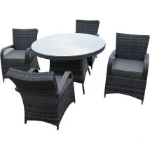 Furniture One - 4 Seater Round Garden Table & Chairs Fully Assembled - Grey - Grey