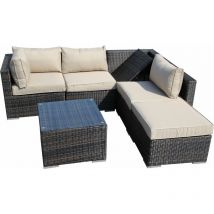 Furniture One - Rattan 5 Seater Modular Outdoor Garden Sofa - Mix Brown - Mix Brown