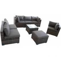 Furniture One - Rattan 7 Seater Modular Outdoor Garden Sofa - Grey - Grey