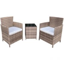 Furniture One - Rattan Bistro Set Garden Chair Table Patio Outdoor - Nature - Natural