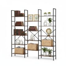 Furniturer Bücherregal Mit 14 Regalböden, Industrielles Bücherregal, Pflanzenständer Im Wohnzimmerflur, 152 X 24 X 166 Cm, Vintage-braun