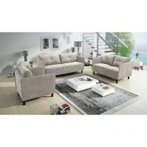 Furnix - 2 x Polstersofa und Polstersessel-Set analith mit Kissen AN7 Beige