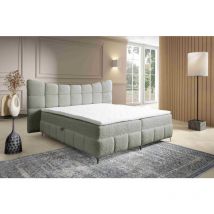 Boxspringbett Blosom 140x200 Doppelbett Topper und Metalfüße RF6 Hellgrau - Furnix
