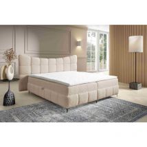 Boxspringbett Blosom 160x200 Doppelbett Topper und Metalfüße RF2 Beige - Furnix