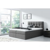 Boxspringbett rickie 160x200 mit teifen Bettkasten & Topper SR93 grau - Furnix