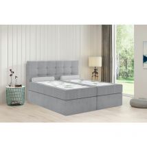 FURNIX Boxspringbett SLIMI 2 140x200 Bett mit Kopfteil Bettkasten MH84 Hellgrau