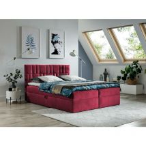 Boxspringbett trezo 3 160x200 mit Bettkasten und Topper AR70815 Rot - Furnix