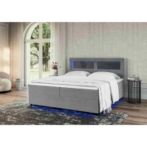 Furnix - Boxspringbett Valerio 140x200 mit Doppelbett Topper und Bettkasten TN15 Graphit