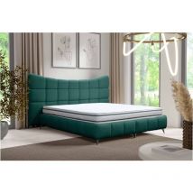 Furnix - Boxspringbett Vanila 140x200 mit breite Kopfstütze und Topper RF17 Meerestürkis