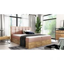 Boxspringbett zonni 120x200 mit Bettkasten aus Möbelplatten & Topper FR14 Rosa - Furnix