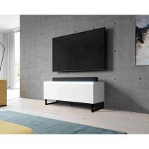 Furnix - Commode tv bargo 100 avec éclairage led et pieds réglables blanc